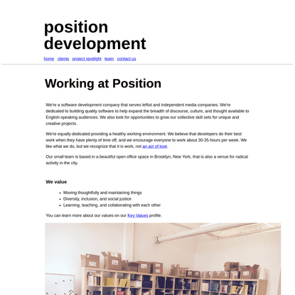 position development: Working at Position