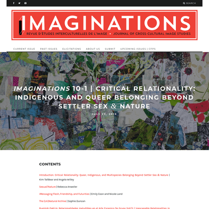 IMAGINATIONS 10-1 | CRITICAL RELATIONALITY: INDIGENOUS AND QUEER BELONGING BEYOND SETTLER SEX &amp; NATURE - Imaginations