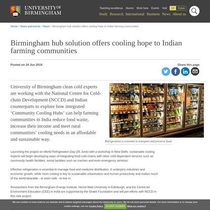 Birmingham hub solution offers cooling hope to Indian farming communities