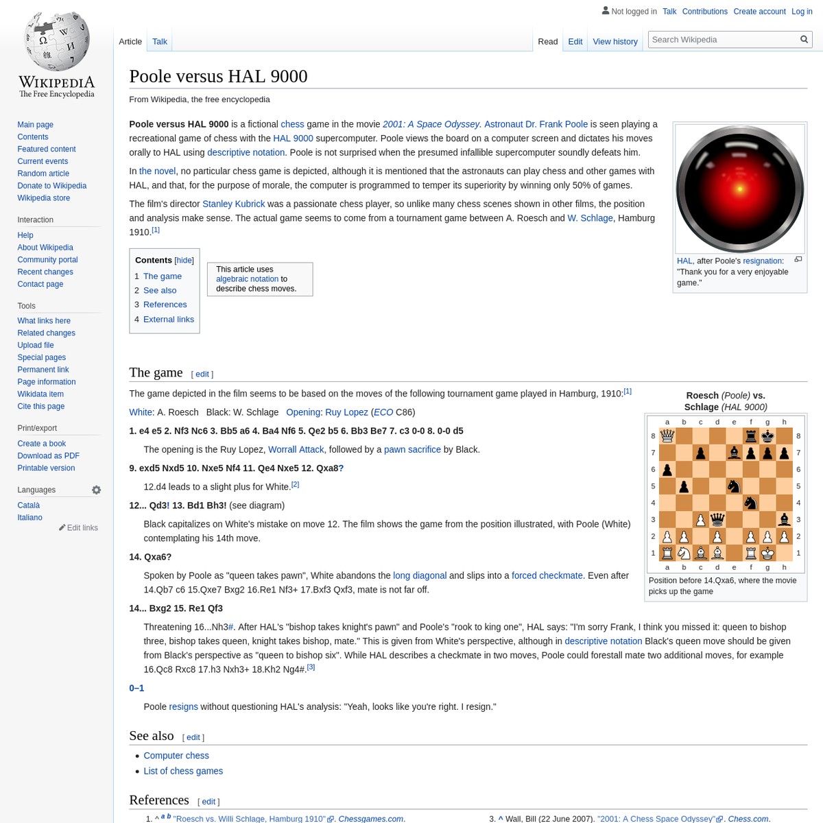 Poole versus HAL 9000 - Wikipedia