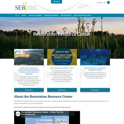 Restoration Resource Center A project of the Society for Ecological Restoration