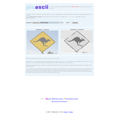 PICTURE TO ASCII CONVERT - PICASCII