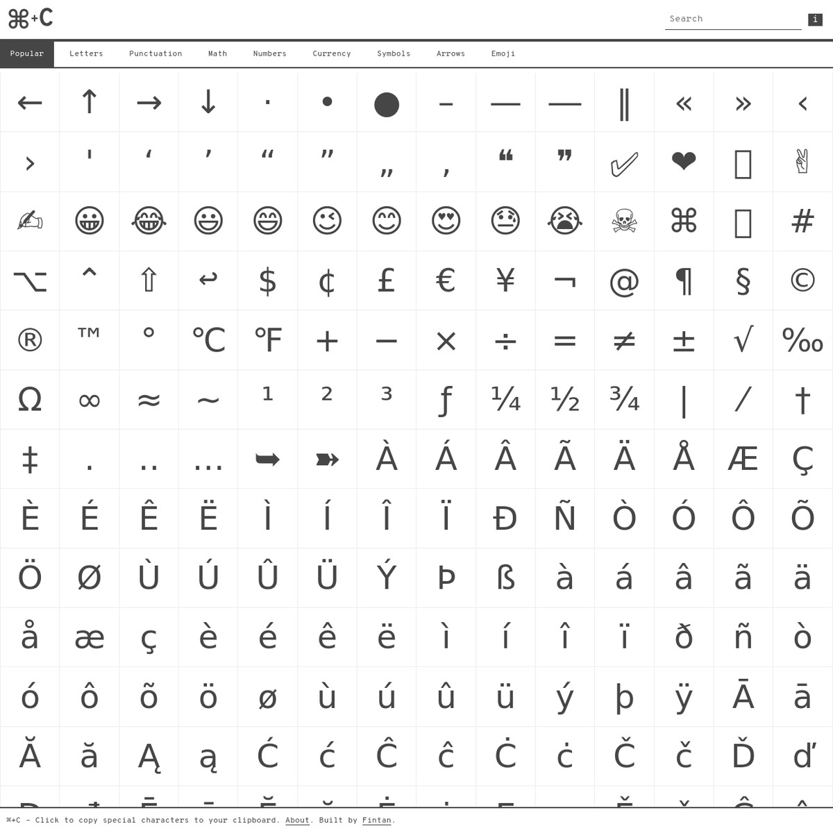 CopyChar – Copy emoji characters to your clipboard