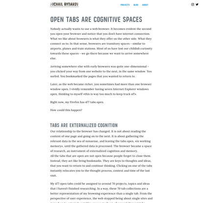 Open tabs are cognitive spaces