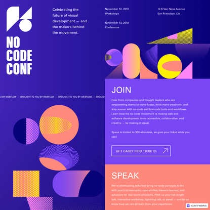 No Code Conference 2019 | Brought to you by Webflow