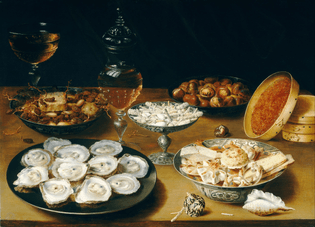 Osias Beert the Elder, Dishes with Oysters, Fruit, and Wine