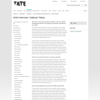 ART COLLABORATION— Tate: Artist interview: Tadanori Yokoo
