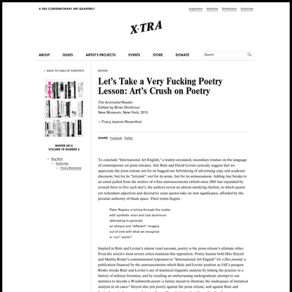 Let's Take a Very Fucking Poetry Lesson: Art's Crush on Poetry