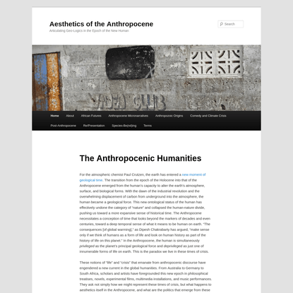 Aesthetics of the Anthropocene