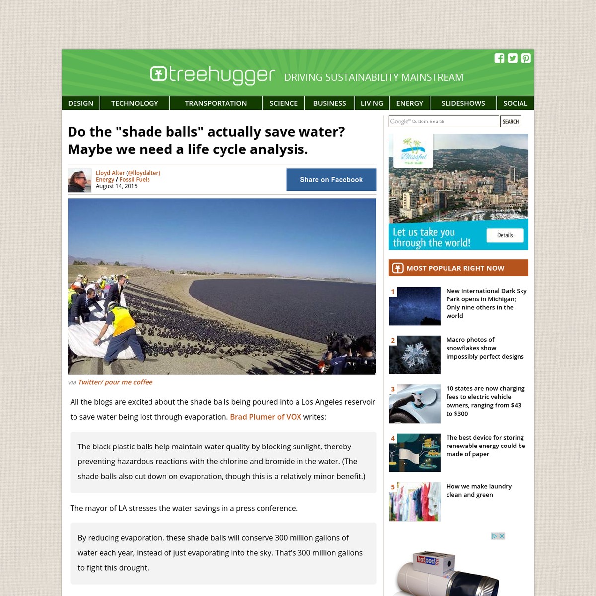 Do the "shade balls" actually save water? Maybe we need a life cycle