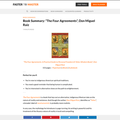 Book Summary: "The Four Agreements", Don Miguel Ruiz