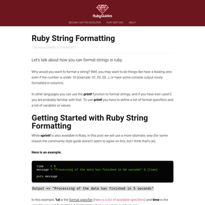 Ruby String Format (tutorial) - RubyGuides