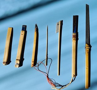Handcrafted Tools by @jonardern / Bamboo, Reclaimed Blades, Rhythmic Whittling. . . #mitigationofshock #2070 #craftocene #wa...