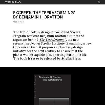 Excerpt: ‘The Terraforming’ by Benjamin H. Bratton — Strelka Mag
