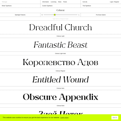 Celaraz Typefaces - Tokotype