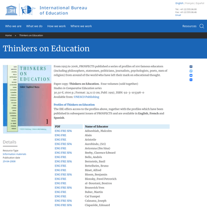 Thinkers on Education