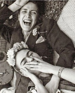 A very happy Frida Kahlo with then girlfriend Chavela Vargas, around 1945. Vargas did not publicly come out as a lesbian unt...