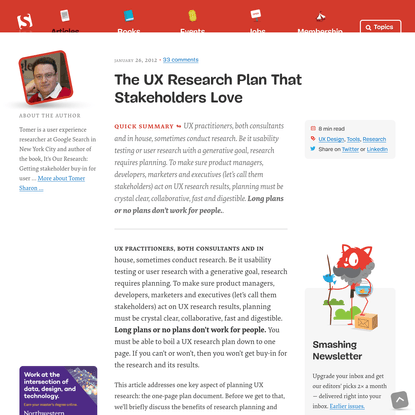 The UX Research Plan That Stakeholders Love - Smashing Magazine