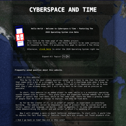 Welcome to Cyberspace &amp; Time, featuring the 2020os - previously known as the Internet One OS - by Michael Leonard
