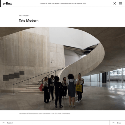 Applications open for Tate Intensive 2020 - Announcements - e-flux
