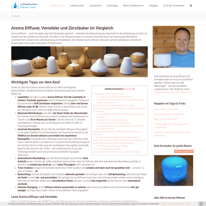 Aroma Diffuser, Duft Zerstäuber und Luftbefeuchter im Vergleich / Test