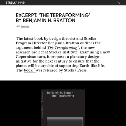Excerpt: 'The Terraforming' by Benjamin H. Bratton