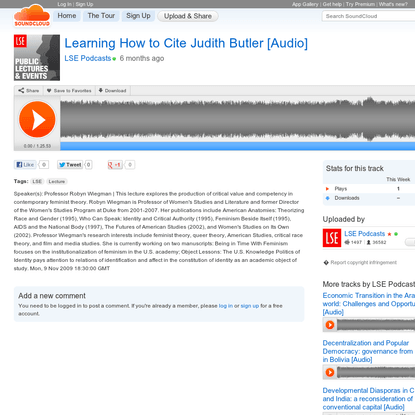 Learning How to Cite Judith Butler [Audio] by LSE Podcasts