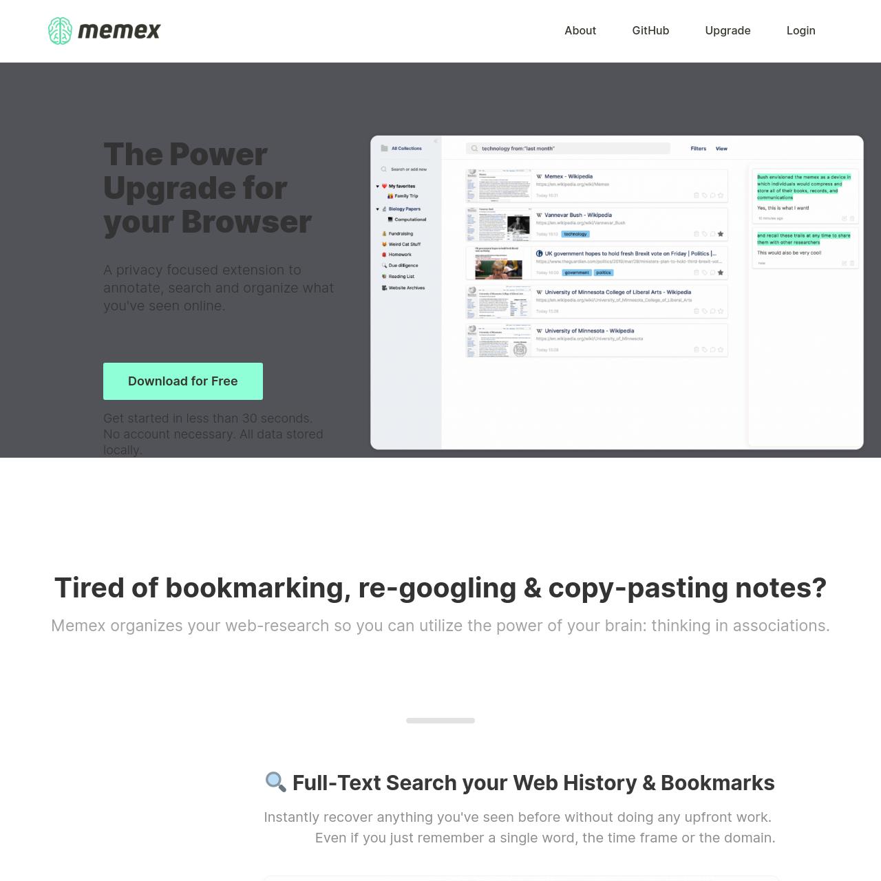 Memex | The Power Upgrade for your Browser