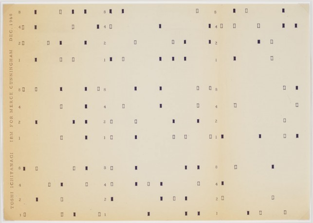 Toshi Ichiyanagi. 'IBM for Merce Cunningham'. 1960. Master for the Fluxus Edition, typed and drawn by George Maciunas, New York. 