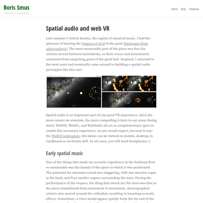 Spatial audio and web VR
