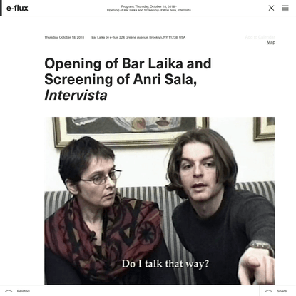 Opening of Bar Laika and Screening of Anri Sala, Intervista