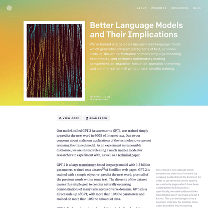 Better Language Models and Their Implications