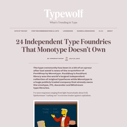 24 Independent Type Foundries That Monotype Doesn't Own · Typewolf