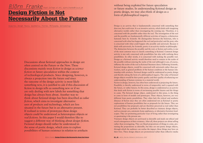 Design Fiction is Not Necessarily About The Future, Björn Franke
