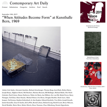 When Attitudes Become Form Kunsthalle Bern 1969 — Are.na