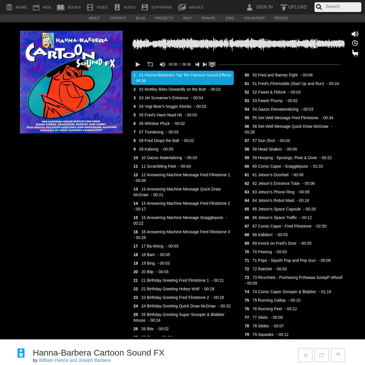 HannaBarbera Cartoon Sound FX William Hanna and Joseph Barbera