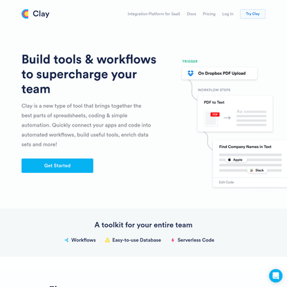 Clay - Workflows, Simple DB, and Serverless code to build tools and powerful automation for your team