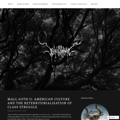 Mall Goth II: American Culture and the Reterritorialisation of Class Struggle