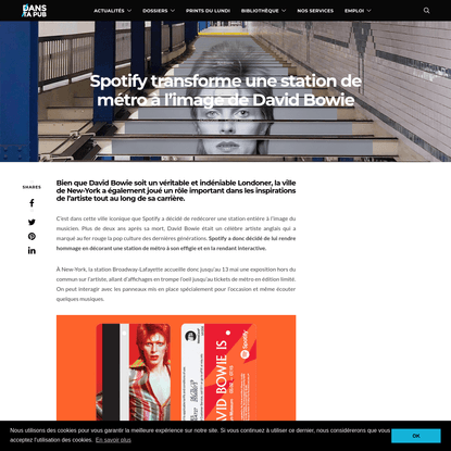 Spotify transforme une station de métro à l'image de David Bowie