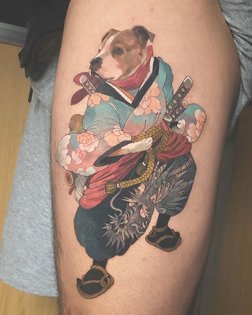 犬侍！ Done @thebonfiretattoo #tattoo #tattoos #family #samurai #ronin #color #artwork #madrid