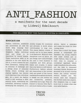 Anti Fashion Manifesto (2015)
