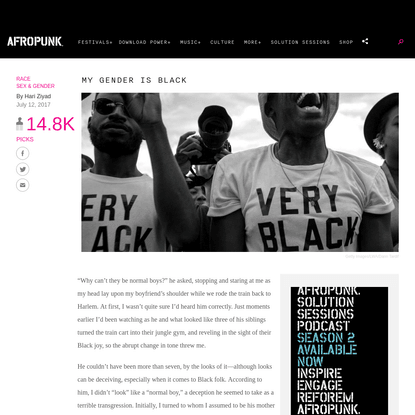 My gender is Black