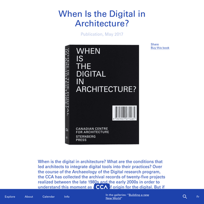 When Is the Digital in Architecture? book