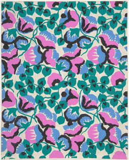 Paul Poiret, Fabric Design with Sweet Pea Flowers and Vines ca. 1918–25, gouache and stencil over graphite
