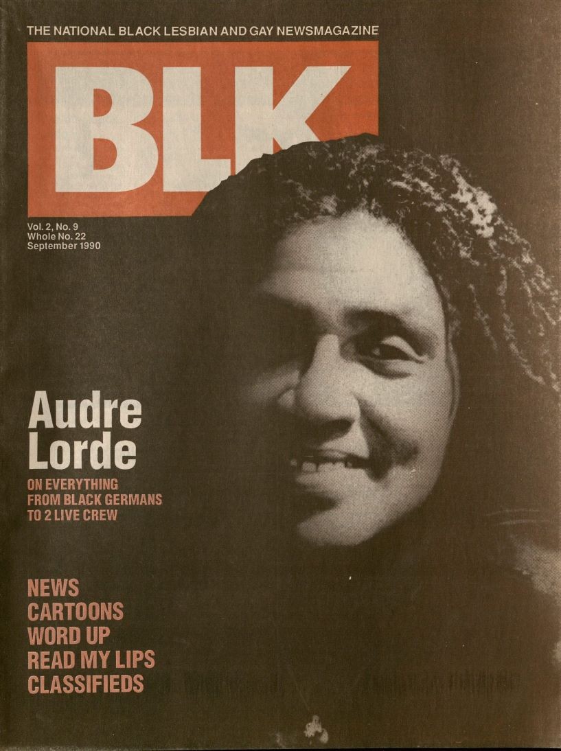 BLK Magazine Cover Vol. 2, No. 9; Whole No. 22 September 1990 Featuring Audre Lorde