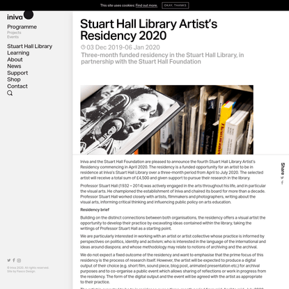 Stuart Hall Library Artist's Residency 2020