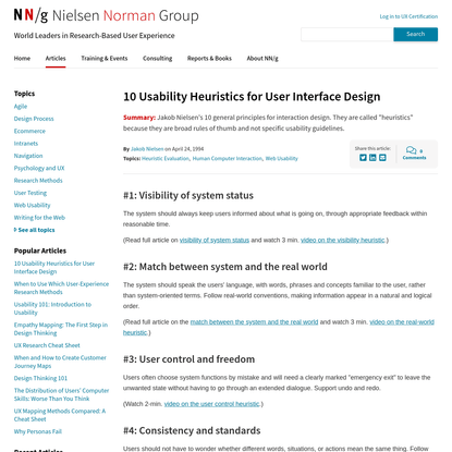 10 Heuristics for User Interface Design: Article by Jakob Nielsen