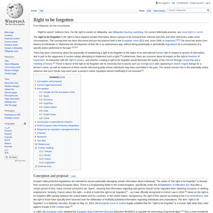 Right to be forgotten