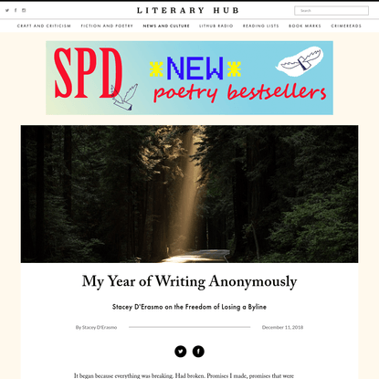My Year of Writing Anonymously