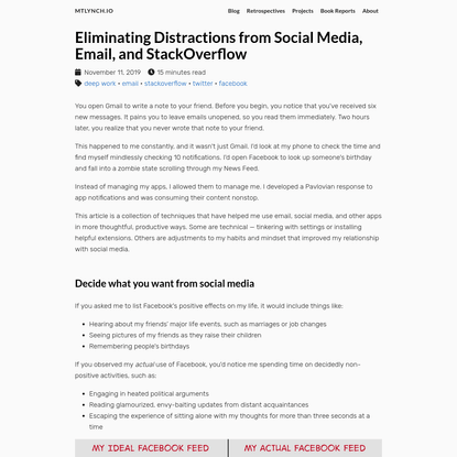 Eliminating Distractions from Social Media, Email, and StackOverflow